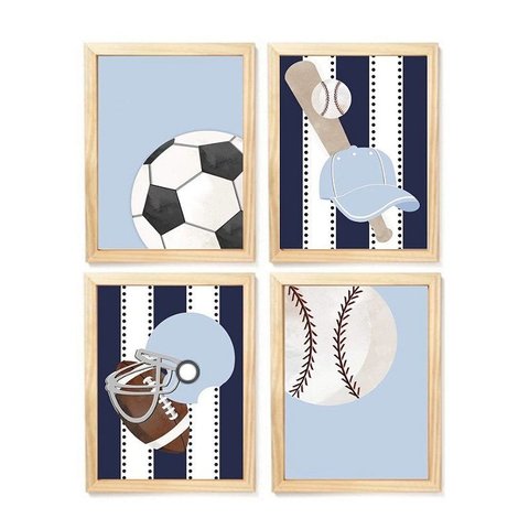 Kit Quadro Infantil Decorativo Esporte Quarto Criança Bebê Enxoval Menino