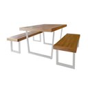 Ver imagem 1 de Conjunto Mesa Industrial Lanna 2,20m Ferragem Branca com 2 Banco Industrial Lanna