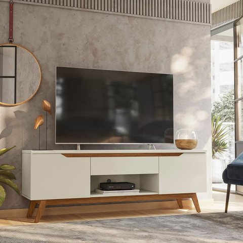 Rack para TV até 55 Polegadas Pés em Madeira Maciça Retrô Tóquio