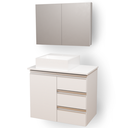 Ver mais imagens de Kit Armário Aéreo com Espelho + Gabinete Completo para Banheiro Mdf Branco 60cm Direito com Fundo