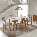 Ver imagem 1 de Conjunto Sala de Jantar Mesa de Jantar Nature com Vidro Branco 1,35m + 4 Cadeiras de Jantar Nature M