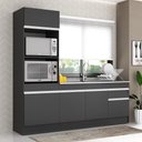 Ver imagem 3 de Armário de Cozinha Compacta 212cm com Rodapé Veneza Multimóveis V2113 Preto/Branco