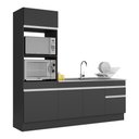 Ver imagem 1 de Armário de Cozinha Compacta 212cm com Rodapé Veneza Multimóveis V2113 Preto/Branco