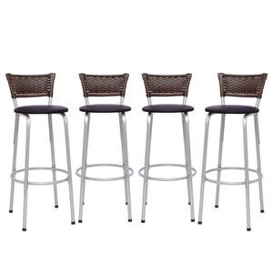 Kit 4 Bancos Alto Tamborete para Balcão Junco Argila Àrea de Lazer Ilha Bancada bar churrasqueira