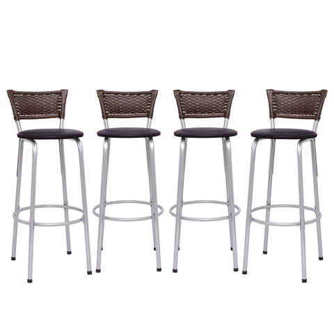 Kit 4 Bancos Alto Tamborete para Balcão Junco Argila Àrea de Lazer Ilha Bancada bar churrasqueira