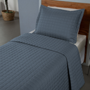 Ver imagem 2 de Kit Colcha Cobre Leito Matelado Solteiro 2 Peças Copacabana 300 Fios Azul