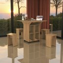 Ver imagem 5 de Mesa Jantar Dobravel Balcão Bistrô Rodízios Auxiliar Prateleiras Jade 120cm 4 Banquinhos:amendoa