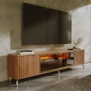 Ver imagem 2 de Rack para TV até 85" 3 Portas com Vidro Reflecta e LED Neon Float 212 cm - Canella c/ Champanhe