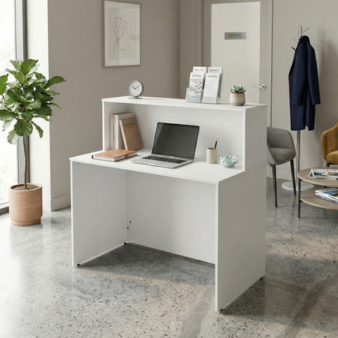 Balcão de Atendimento para Recepção 120cm Bancada Dupla Studio Branco