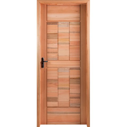 Kit Porta Pronta Maciça de Eucalipto 214x87x14cm PM96 Abertura Direita Cruzeiro Portas Marrom