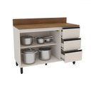 Ver imagem 2 de Balcão de Cozinha 120 Cm Koya 2 Portas 3 Gavetas Creme - Politorno
