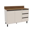 Ver imagem 1 de Balcão de Cozinha 120 Cm Koya 2 Portas 3 Gavetas Creme - Politorno