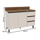 Ver imagem 3 de Balcão de Cozinha 120 Cm Koya 2 Portas 3 Gavetas Creme - Politorno