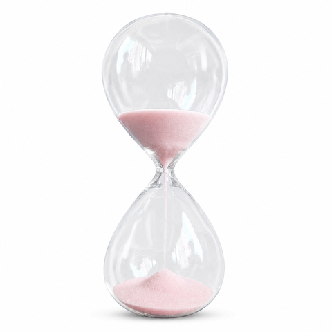 Ampulheta Decorativa de Vidro 12,5 cm com Temporizador de Areia de 5 Minutos:Rosa