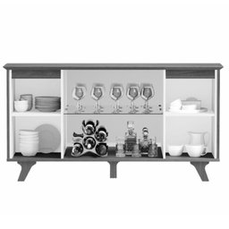 Aparador Cristaleira 2 Portas em Vidro 2 Prateleiras 160x84,5cm Requinte  - 4