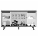 Ver imagem 4 de Aparador Cristaleira 2 Portas em Vidro 2 Prateleiras 160x84,5cm Requinte