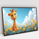 Ver imagem 1 de Quadro Decorativo Baby Girafinha em Tela Canvas Tacolado Moldura Flutuante 4,5cm Madeira 80 X 120cm