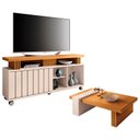 Ver imagem 1 de Rack Bancada Rivera 1.3 e Mesa de Centro Luna Off White Cinamomo – Hb Móveis