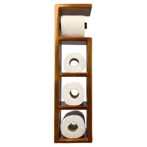 Suporte para Papel Higiênico de Chão 4 Rolos Madeira Mel