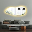 Ver imagem 2 de Espelho Multiuso Lapidado Pendurador LED Botão 130x60cm Orgânico LED Amarelo