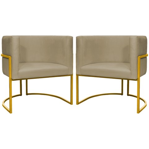 Kit 2 Poltronas Cadeira para Sala de Luna Suede Cores Base Dourada