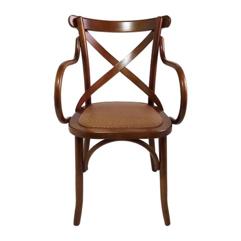 Kit 2 Cadeiras C/ Braço Bistro Gourmet Luxo com Rattan