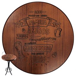 Cj Mesa Madeira 60cm - Bistrô Fixa 98cm + 2 Banquetas 73 - Natural - Família e Amigos - 2