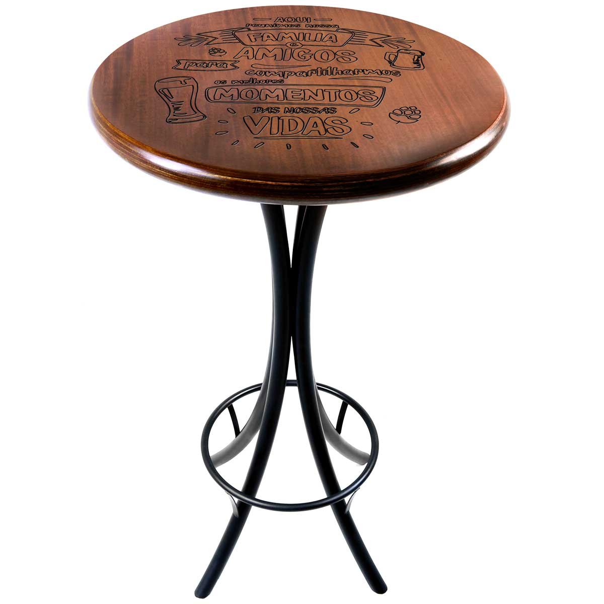 Cj Mesa Madeira 60cm - Bistrô Fixa 98cm + 2 Banquetas 73 - Natural - Família e Amigos - 3