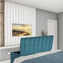 Ver imagem 1 de Calçadeira Baú Recamier Solteiro 90CM Kiara Suede Azul Turquesa - D A DECOR