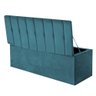 Calçadeira Baú Recamier Solteiro 90CM Kiara Suede Azul Turquesa - D A DECOR - 3
