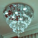 Ver imagem 2 de Lustre Para Quarto, Sala Jantar, Com 30cm de Altura, Cristal Legítimo K9 de 30mm, Base de Inox 50Cm 
