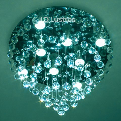 Lustre Para Quarto, Sala Jantar, Com 30cm de Altura, Cristal Legítimo K9 de 30mm, Base de Inox 50Cm 