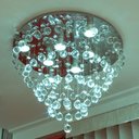 Ver imagem 3 de Lustre Para Quarto, Sala Jantar, Com 30cm de Altura, Cristal Legítimo K9 de 30mm, Base de Inox 50Cm 