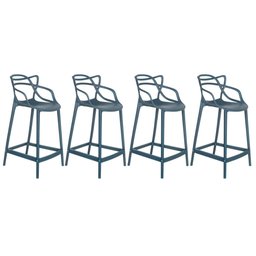 Kit 4 banquetas médias Masters Allegra 66 cm Azul petróleo - 1