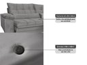 Ver imagem 2 de Sofá Retrátil Reclinável 2,50m com Molas e Espuma D33 Biondi Veludocristal - Netsofas - Cinza