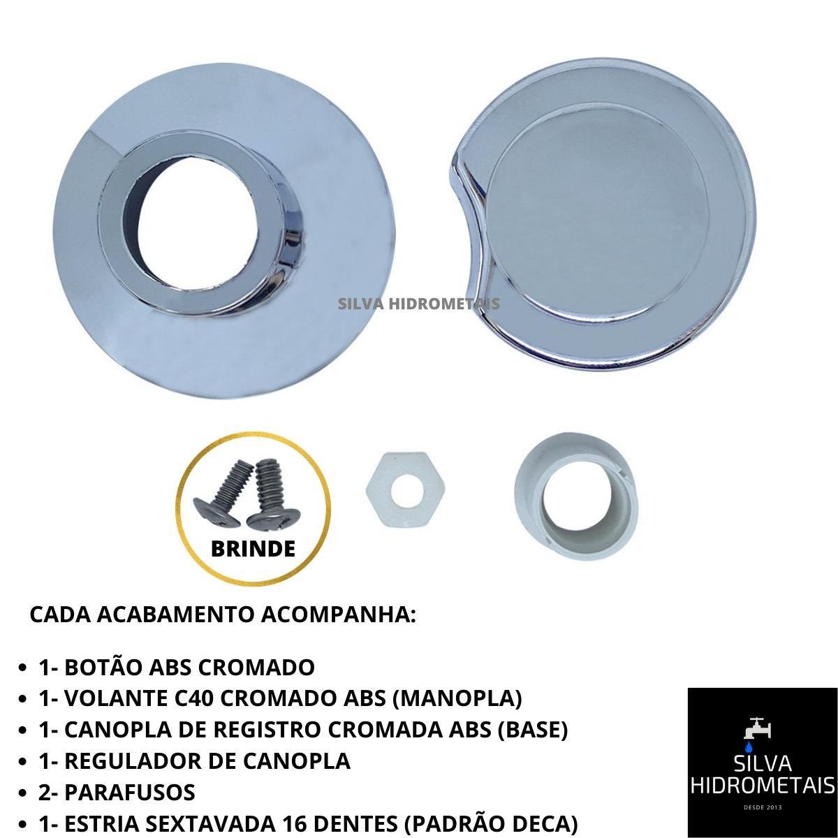 Kit 2 Acabamento Registro Banheiro C-40 Abs Cr Padrao Deca - 2