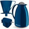 Kit Garrafa Termica Café Açucareiro Colher e Suporte Azul - 2