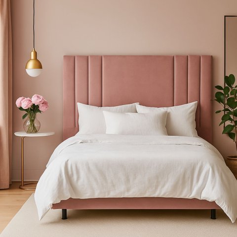 Cabeceira Linho 160 Cm Queen Estofada Cama Box Moderna Frame:rose