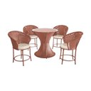 Ver imagem 1 de Conjunto Área Externa Mesa Redonda 80cm 4 Cadeiras Aço e Junco Capuccino Tucumã Plus Assento Bege