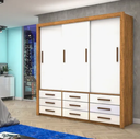 Ver imagem 1 de Guarda Roupa Casal 3 Portas de Correr 9 Gavetas 208cm Anjos Cinamomo/Branco - Carioca Móveis