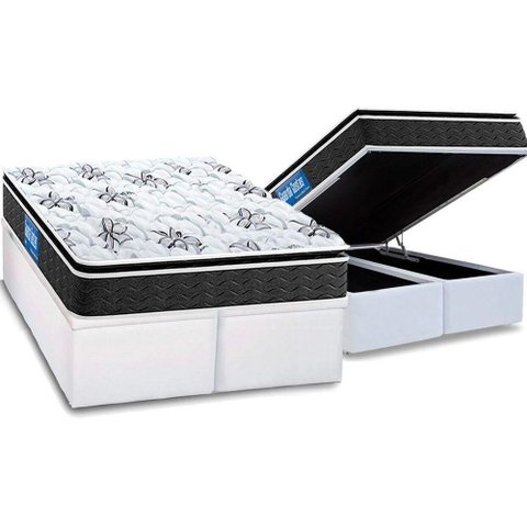 Cama Box Baú King Colchão Probel D40 Premium Hiper Firme Pillow Top+base White(193x203)