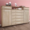 Ver imagem 2 de Cômoda Sapateira Inglaterra com Rodízios 7 Gavetas Nogal/ Vanilla para Quarto