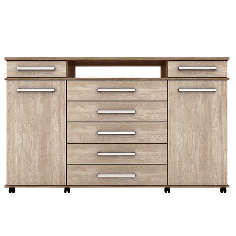 Cômoda Sapateira Inglaterra com Rodízios 7 Gavetas Nogal/ Vanilla para Quarto