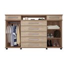 Ver imagem 3 de Cômoda Sapateira Inglaterra com Rodízios 7 Gavetas Nogal/ Vanilla para Quarto