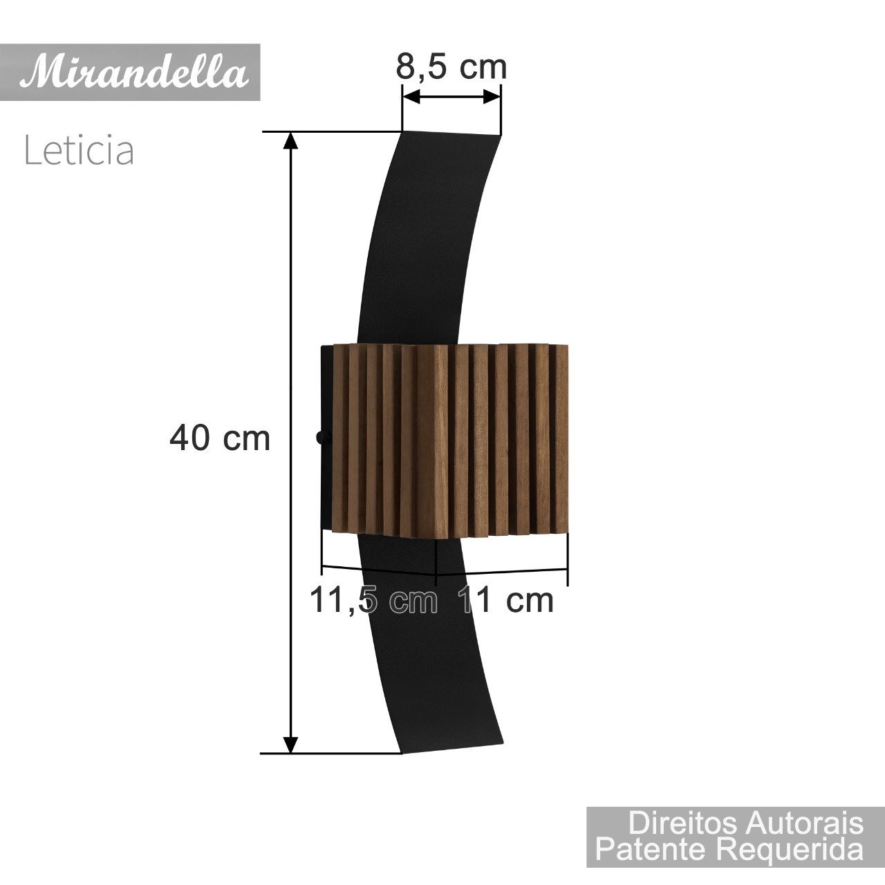 ARANDELA LUMINÁRIA MADEIRA INTERNO/EXTERNO GLAMOUR PRETO - 2