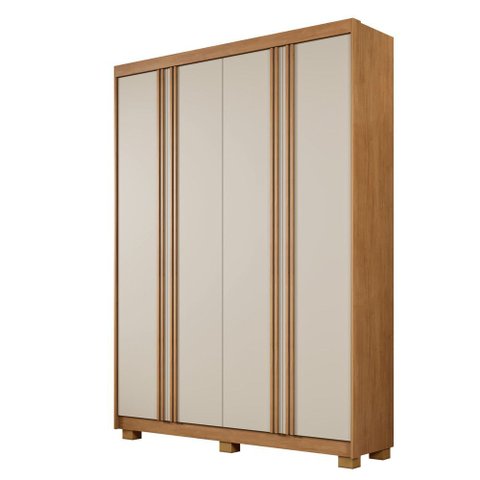 Guarda Roupa Porto 4 Portas Ripado 3 Gavetas 8 Prateleiras - Benetil