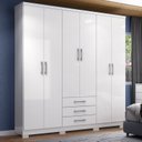 Ver imagem 1 de Guarda Roupa Solteiro 6 Portas 3 Gavetas City Briz Branco