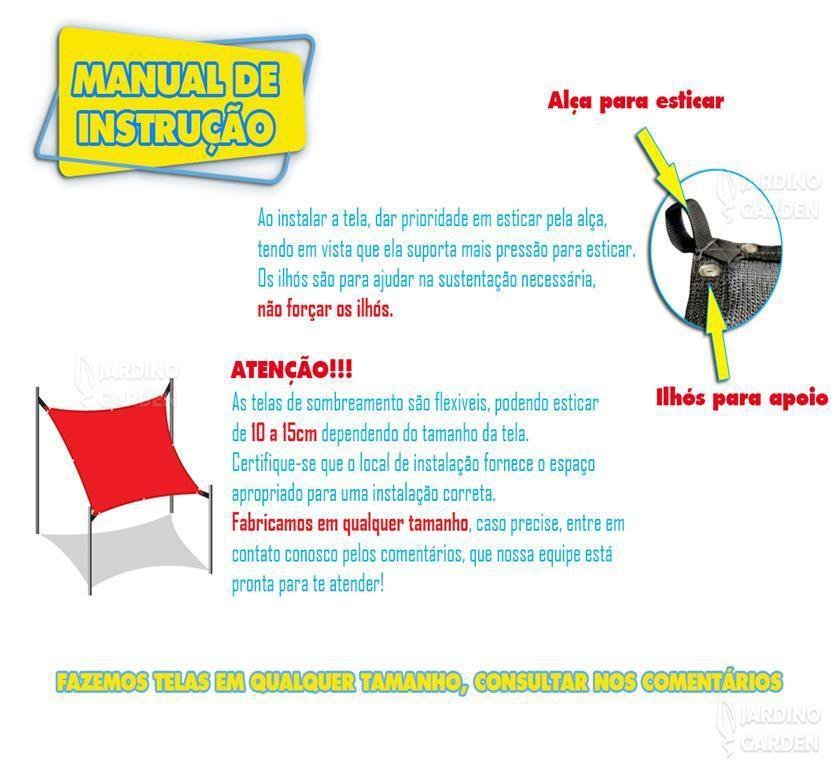Tela Lona Cobertura Jardim 90% Vermelho 5X4,5 Bainha E Ilhos - 2