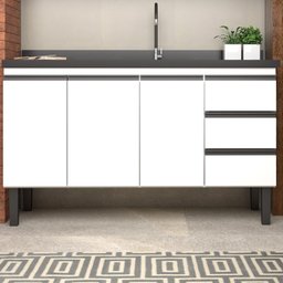 Balcão para Cozinha em Aço 144cm 3 Portas 3 Gavetas Netuno  - 1