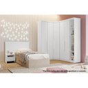 Ver imagem 1 de Quarto Modulado Solteiro Rizon 4 Peças (1 Closet + 2 Guarda Roupas + 1 Complemento) QC209 Branco - N